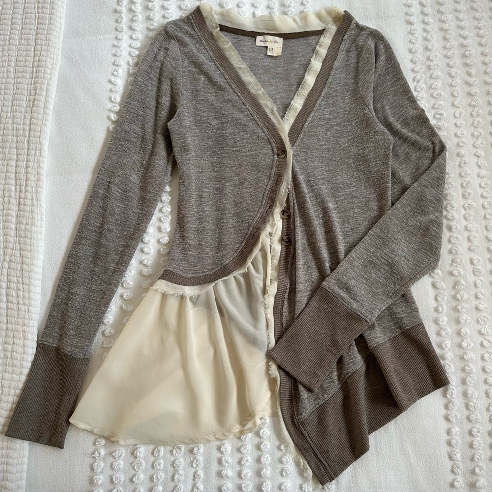 Anthropologie Meadow Rue Asymmetric Cardigan Taupe XXS